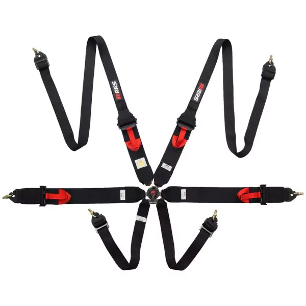 Centura Sport 6 Puncte RRS culoare Negru/Rosu Certificare FIA